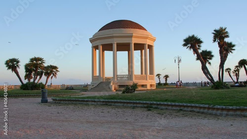 Architecture near the Sea: White Stone Gazebo in Livorno Near the Coastline, Tuscany - Italy photo