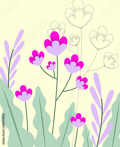 background with flowers, spring floral postcard