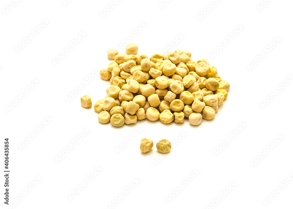 Group of dry and non treated garden pea seeds for planting isolated on white Group of dry and non treated garden pea seeds for planting isolated on white