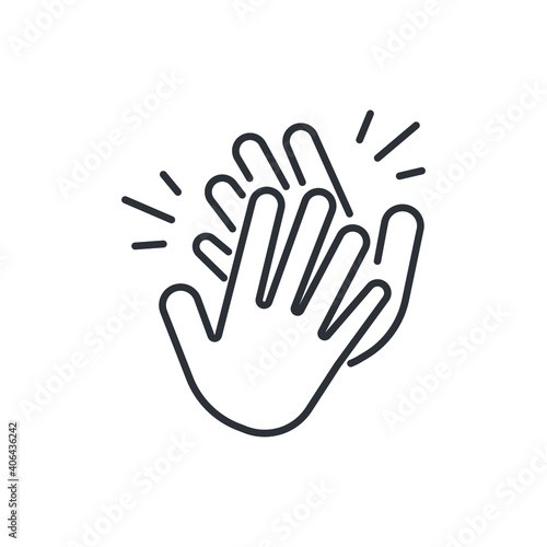 Clapping hand line icon. Clap your hands. Hand clap for applause gesture logo. Cheerful appreciation for website and app. Vector illustration design on white background. EPS 10