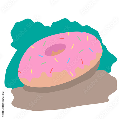 Delicious donut with pink icing.