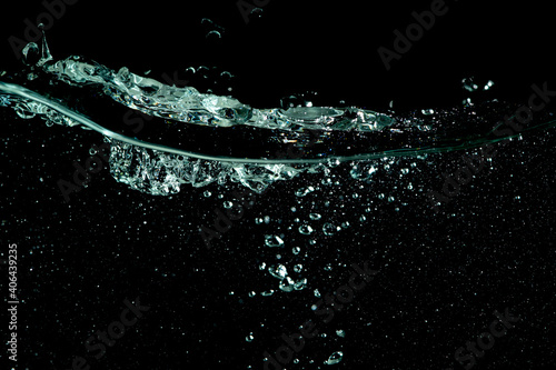 Water splash wave with black background