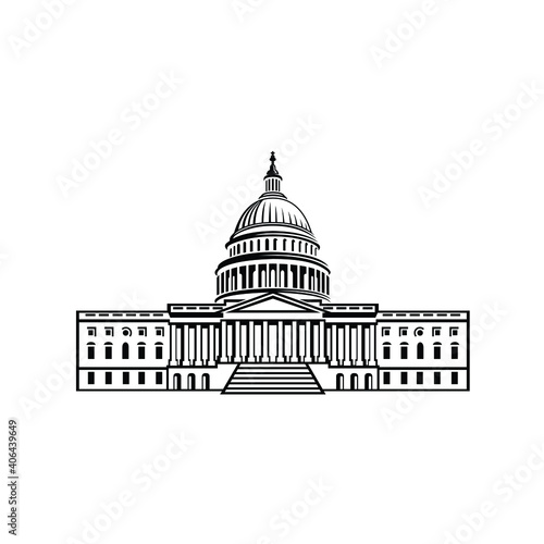 Capitol building washington DC vector illustration isolated in white background