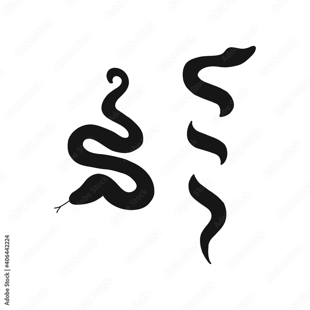 Cartoon snake silhouette design element isolated on white. Jungle reptile black shape clipart set. Perfect for one colour silk screen printing cricut design Cartoon snake silhouette design element isolated on white. Jungle reptile black shape clipart set. Perfect for one colour silk screen printing cricut design