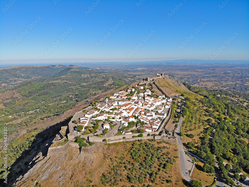 Die Festungsstadt Marvão (Portugal) aus der Vogelperspektive