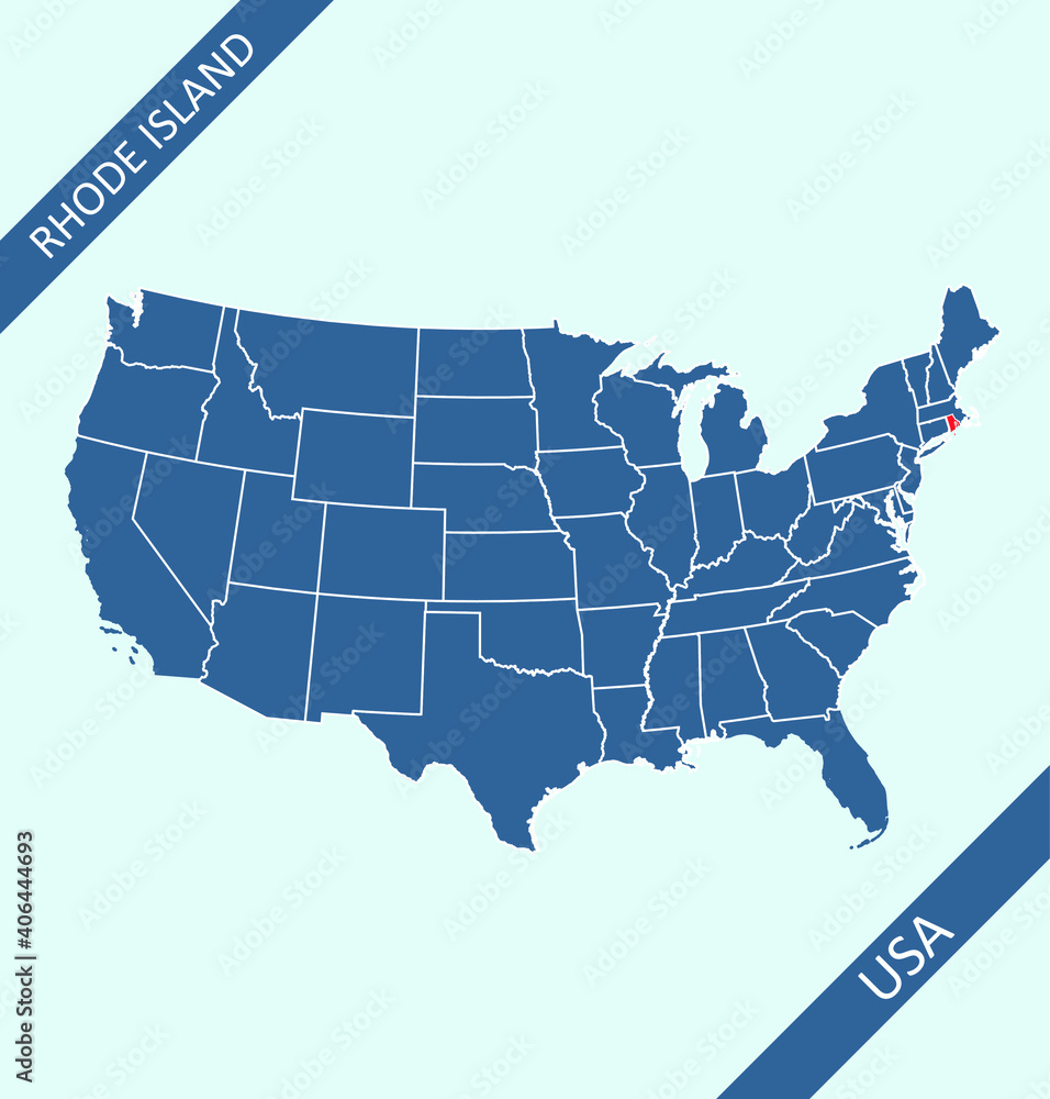 Rhode Island on USA map