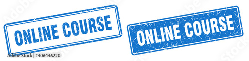 online course stamp set. online course square grunge sign