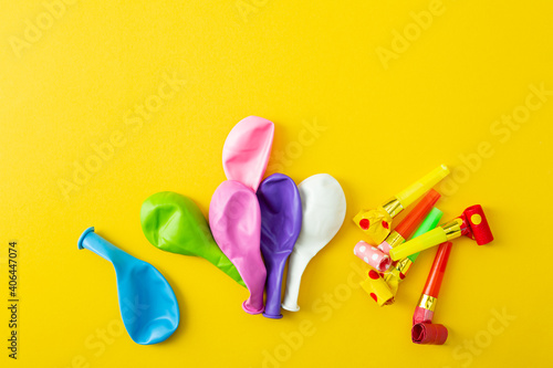 Carnival yellow flat lay copy space