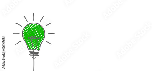 Green light bulb, eco-friendly business, creative bulb sign, corporate social responsibility (CSR), environmental concept with copy space, idea concept, innovations – stock vector
