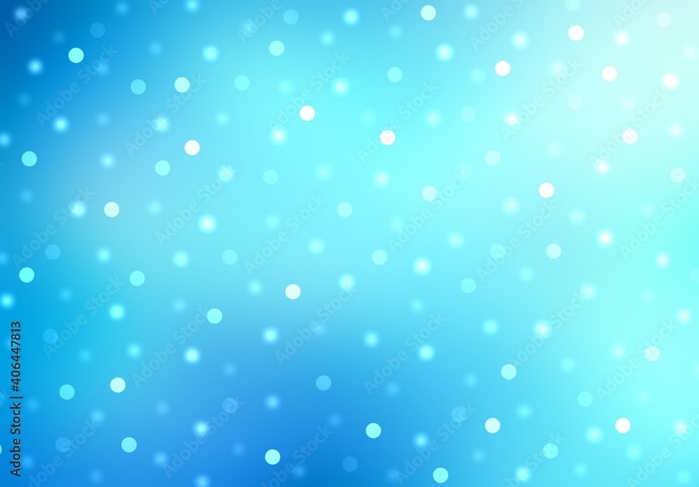 Blue cold winter sky background with sparkling bokeh pattern.