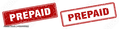 prepaid stamp set. prepaid square grunge sign