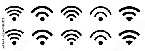 Wifi internet icons sign set, wifi icon collection in various shapes with rounded and sharp corners – stock vector