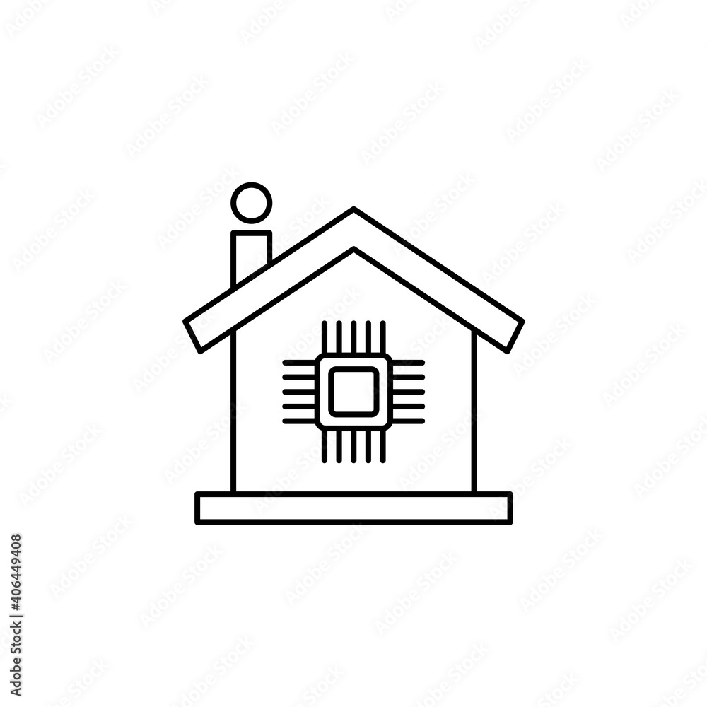 Smart home chipset icon illustration. Illustration of smart home technology with outline style. Vector Smart home chipset icon illustration. Illustration of smart home technology with outline style. Vector