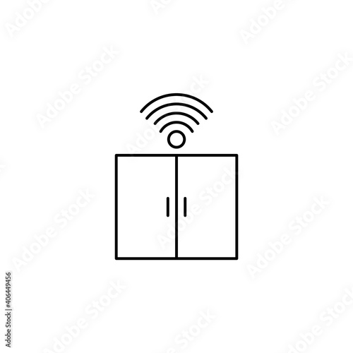 Sophisticated door illustration icon. Illustration of smart home technology with outline style. Vector