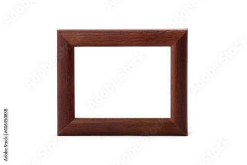 Frontal view of natural wooden photo frame