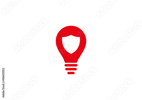 Shield with electric bulb vector design.