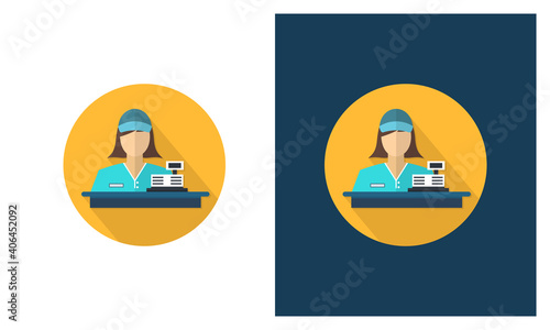 Cashier flat icon vector template, Online Shop icon concepts, Creative design