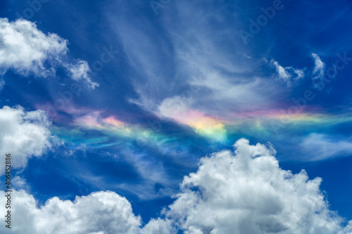 Tableau sur toile Iridescent cloud over the road to Stelvio pass (Lombardy) at summer