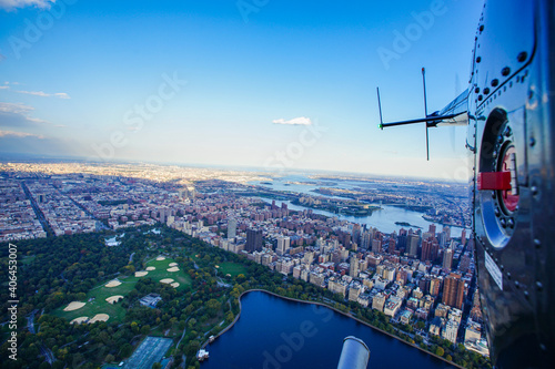 Helicopter flight over Central Park in New York City