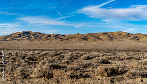 Panoramic landscape of sagebrush covered mountains in the Nevada Desert near Reno. photo