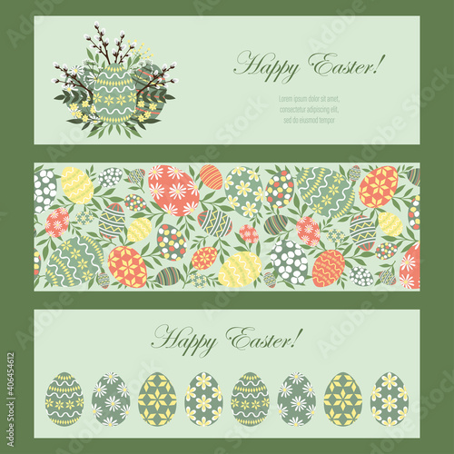 Set of banners for the day of Easter. Design elements for banners, flyers, cards.