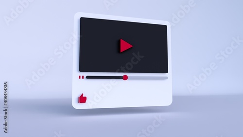 frame video player 3d design or video media player interface. 3d rendering photo
