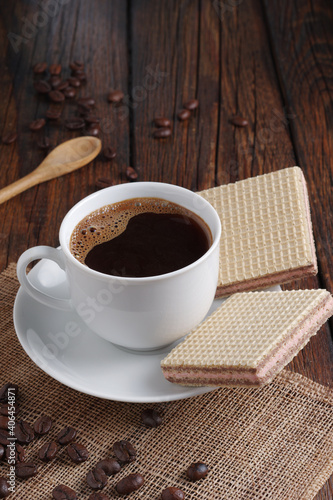 Wafers with filling and coffee