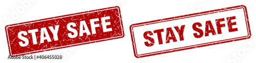 stay safe stamp set. stay safe square grunge sign