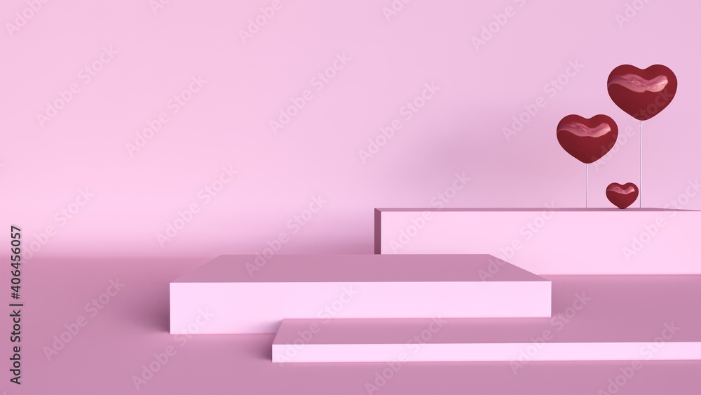 Abstract background, podium scene for product display. valentine day, gift box. 3d rendering