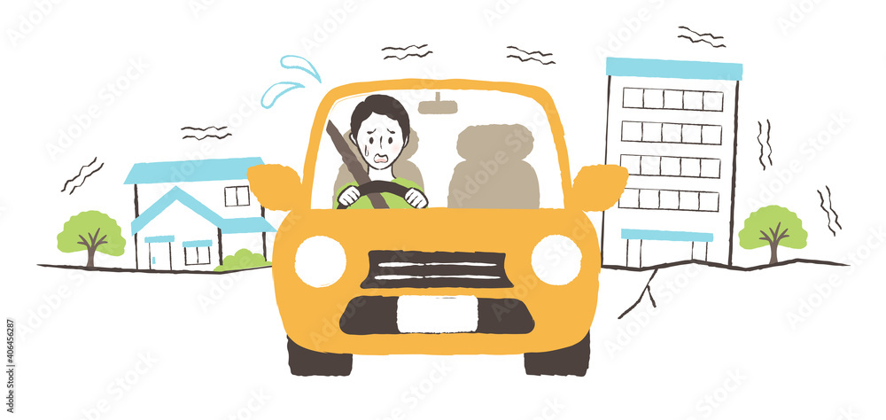illustration of earthshake while driving illustration of earthshake while driving