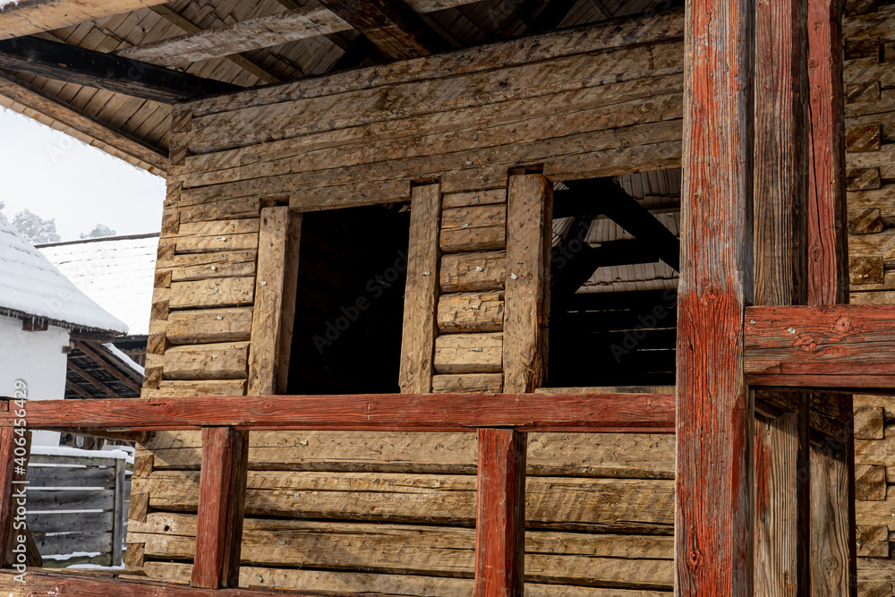 traditional Romanian wooden houses under construction traditional Romanian wooden houses under construction
