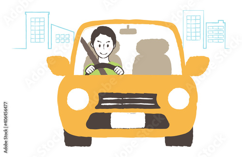 illustration of man driving street