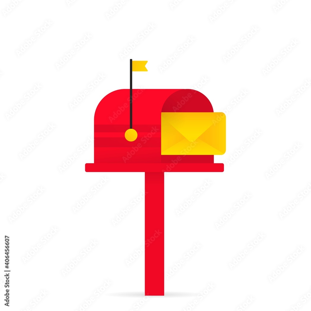 Mailbox icon. Opened red mailbox with an envelope. Vector on isolated white background. EPS 10 Mailbox icon. Opened red mailbox with an envelope. Vector on isolated white background. EPS 10