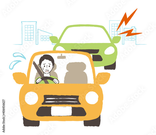 illustration of man driving street