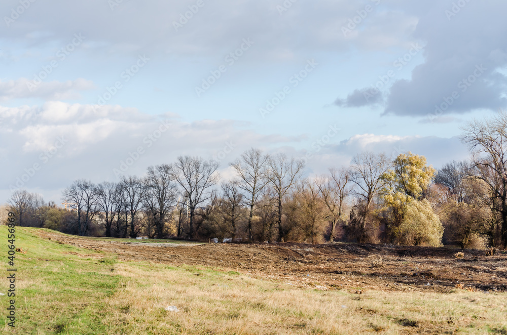 Access to the tributary of the Danube near the city of Novi Sad, Serbia 