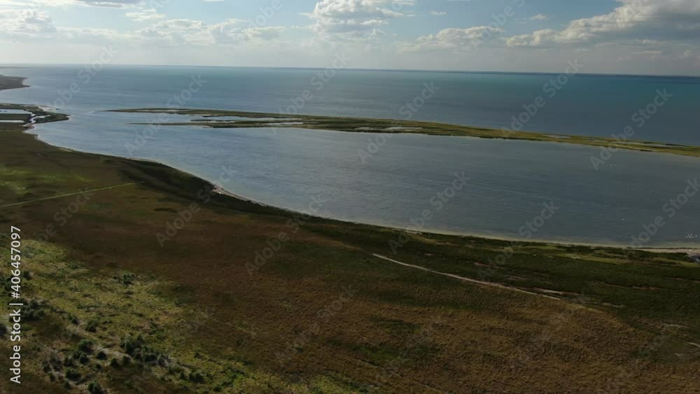 View from above. uninhabited island against the backdrop of a beautiful sea. Many lakes on island. Dzharylgach island, Ukraine. Black sea View from above. uninhabited island against the backdrop of a beautiful sea. Many lakes on island. Dzharylgach island, Ukraine. Black sea