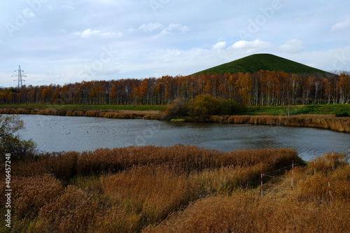 Mount Moere at Moerenuma Park in Autumn Day where is a Famous Landmark of Sapporo, Japan.