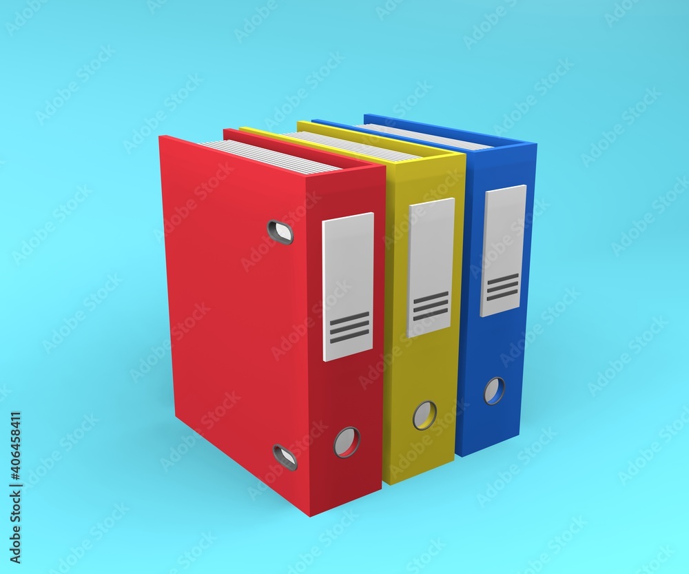 3d colorful office folders illustration. 3d rendering of colorful office folder. 3d document folders illustrations 3d colorful office folders illustration. 3d rendering of colorful office folder. 3d document folders illustrations