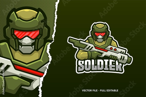 Green Soldier E-sport Logo Template