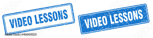 video lessons stamp set. video lessons square grunge sign