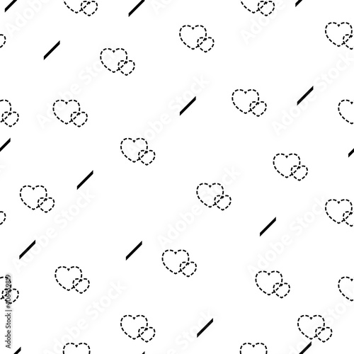Seamless pattern created by a lot of hearts and line set to background