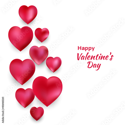 Valentine's Day. Red hearts. Abstract vector background. The holiday of lovers. Congratulation. Card. Border.