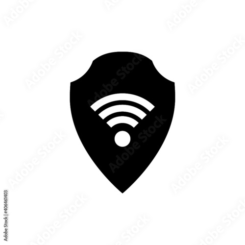 Private network icon. Shield with wi-fi symbol isolated on white background