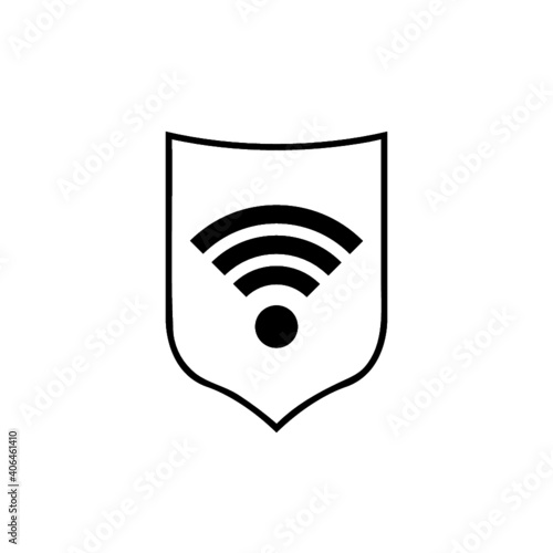 Private network icon. Shield with wi-fi symbol isolated on white background