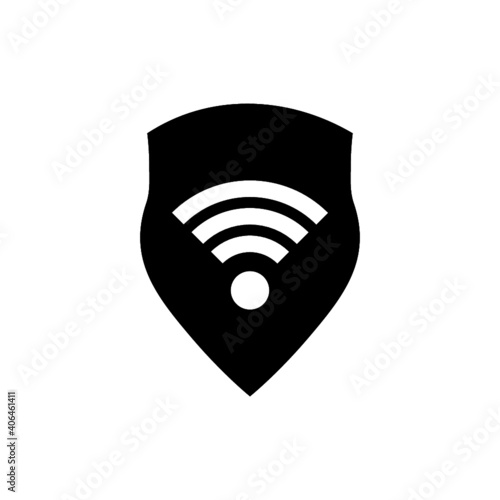 Private network icon. Shield with wi-fi symbol isolated on white background