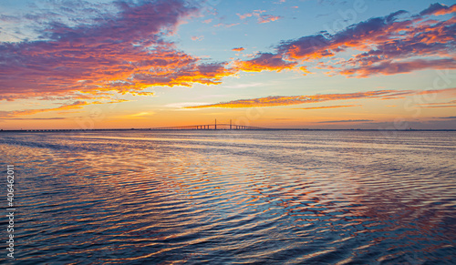 Canvastavla Ripples in the bay water near Skyway Bridge in St. Petersburg, FL