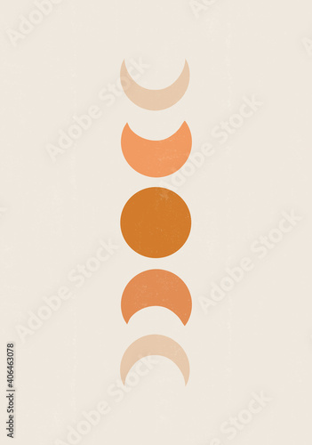 Background with Moon phases print boho minimalist printable wall art