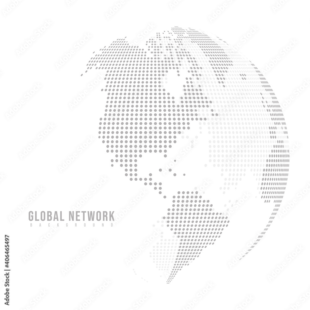 Fototapeta premium Abstract mash line and point scales on white background with Global. Wire frame 3D mesh polygonal network line, design sphere, dot and structure. Vector illustration eps 10.