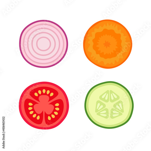 Vector collection of vegetables slices flat design