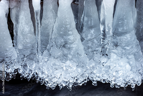 Photography icicles on a brook, nacka, sverige, sweden, stockholm